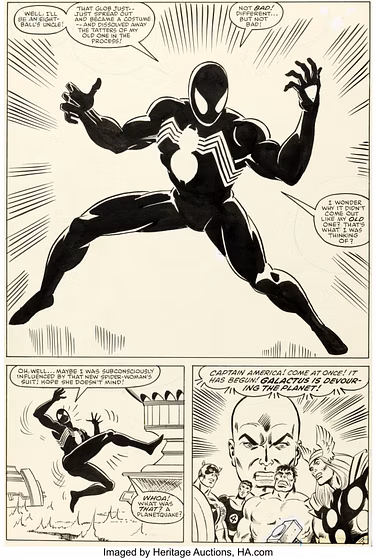 Spider-Man's black symbiote suit, from Secret Wars, 1984